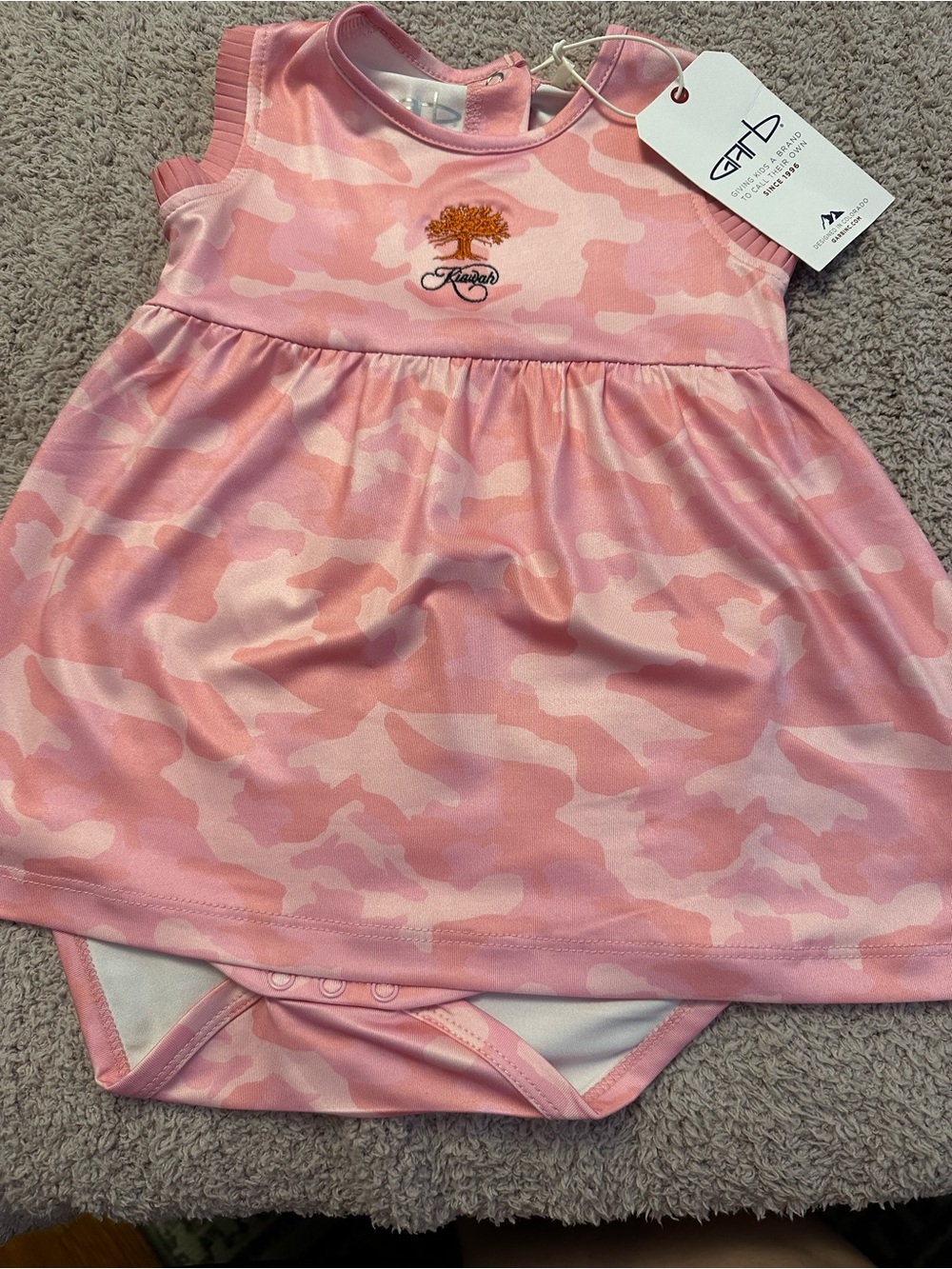 🌸 Garb Kiawah Pink Camo Performance Bodysuit Dress 🌴 UPF 50+ 6-12M